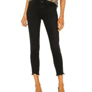 rag & bone Cate Skinny Jeans Womens 24 Black Mid Rise Frayed Hem Ankle Denim